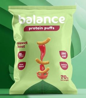 شيبس بروتين بالانس بافس شطة حلوة  70غم (15غم بروتين) *1/10